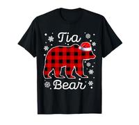 Tia Bear - Pigiama Natalizio con Motivo Famiglia di Bufalo a Quadri Rossi Maglietta