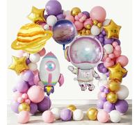 TiAaihion Kit per arco di palloncini spaziali rosa, 109 pezzi, per ragazze, astronauta sognante, razzo, pianeta, galassia, ghirlanda, decorazioni per feste di compleanno, baby shower Two The Moon