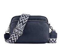TIAASTAP Borsa a tracolla da donna, piccola borsa a tracolla in pelle, borsa a tracolla da donna, borsa moderna con ampia tracolla e 3 scomparti, blu navy, 21 x 15 x 8 cm