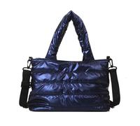 TIAASTAP Puffer Tote Bag da donna, borsa trapuntata, leggera, imbottita, con due cinghie, grande capacità, morbida borsa per lavoro, shopping, scuola, viaggi, A04-blu