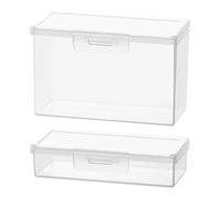 Tiajingzi 2 dispenser per batuffoli di cotone, contenitore trasparente, porta cotton fioc, supporto da viaggio portatile, da tavolo, contenitore per cosmetici, collane, piccoli