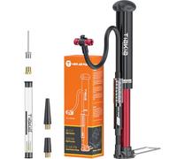 Tiakia Pompa Bici con Manometro, Mini Pompa per Bicicletta Portatile, Alluminio pompa bici con valvola Presta e Schrader Adatto per MTB BMX Bici da Strada Palline