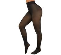 Tialfas Collant in pile da donna, collant caldi, per donne invernali, estensibili, effetto trasparente, spesso, ad alta fleece tight