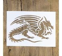 TIAMECH Stencil A4 riutilizzabile medievale alato drago occidentale per pittura