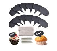 Tiamu Etichette in Ardesia Nera per Formaggi - Set di 12 Lavagnette per Buffet e Dessert, Ideali per Segnaposto e Decorazioni di Tavola, Facili da Scrivere e Cancellare, con Gessetti Inclusi