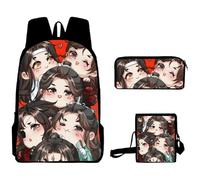 Tian Guan Ci Fu - Zaino scolastico 3 pezzi, motivo: anime Xie Lian/Hua Cheng, zaino scolastico per studenti + astuccio + borsa a tracolla, Tipologia 10., 30*13*40cm