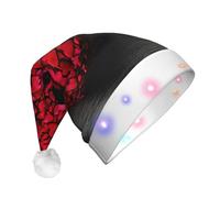 Tianbaozdp Cappello di Natale con stampa di cuori rossi che cadono novità LED Shine cappello colorato Babbo Natale copricapo forniture per feste