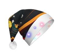 Tianbaozdp Cappello di Natale con stampa di Giove Saturno Sistema Solare Novità LED Shine Hat Colorato Santa Copricapo Holiday Party Forniture