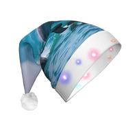 Tianbaozdp Delfini nel mare Stampa Cappello di Natale Novità LED Shine Hat Colorato Santa Copricapo Holiday Party Forniture