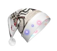 Tianbaozdp Love Paris Torre Caffè Vino Profumo Bicicletta Cuore Stampa Cappello di Natale Novità LED Shine Hat Colorato Santa Copricapo Forniture per Feste