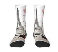 Tianbaozdp Love Paris Tower Coffee Wine Profumo Bicicletta Cuore Stampa Calzini per Uomo Donna Divertenti Calzini Colorati Crazy Funky Crew Novità Calzini, 2 Nero-2, Taglia unica