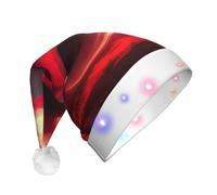 Tianbaozdp Red Sky at Night Starry Print Cappello di Natale Novità LED Shine Hat Colorful Santa Headwear Holiday Party Supplies