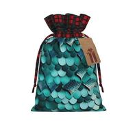 Tianbaozdp Sacchetti di Babbo Natale riutilizzabili con stampa a squame di sirena con stampa a squame di pesce, sacchetti di Babbo Natale, per caramelle, matrimoni, regali e per conservare oggetti
