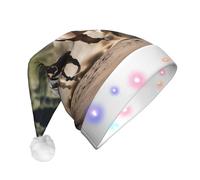 Tianbaozdp Tre cavalli in esecuzione Stampa Cappello di Natale Novità LED Shine Hat Colorato Santa Copricapo Holiday Party Forniture