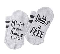 Tianbi Calzini da donna e uomo, divertenti calzini unisex con scritta "Master Has Given Dobby a Sock Dobby is Crew", calzini alla caviglia per San Valentino, bianco, Taglia unica