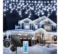 Tiandirenhe Luci di Natale da Esterno Cascata (Solare + Ricaricabile) 25m 660 LED Luci Di Natale da Esterno, IP65 impermeabile, con 8 modalità, timer,memoria, per Decorazioni Giardino (colore bianco)