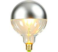TIANFAN Lampada LED Senza Ombra G125, 6W Dimmabile, Testa Argento/Specchio, 2700K Caldo, E27, Decor Edison Retro Industriale