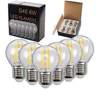 TIANFAN Lampadina a LED da 6 pezzi G45 2700K a filamento principale a globo bianco caldo E27 220 / 240V Lampadina Edison 6Watt