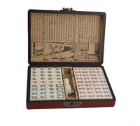 TIANHENGMart Set Mahjong compatto in una bella custodia in legno con 2 dadi, perfetto per viaggiatori giocatori (senza manico)