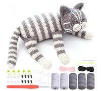Tianher Kit Uncinetto Principianti, Gatto Kit Uncinetto Completo Animale Crochet Con Tutorial Passo-Passo Può Essere Regalato Alla Famiglia Agli Amici Agli Amanti (Gatto Carino)