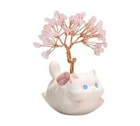 Tianher Quarzo Rosa，Albero Della Vita Con Pietre e Cristalli Pietre Chakra Oggetti Soprammobile Portafortuna Mini Accessori Per Gatti Per Decorazione Della Casa Regali Di Compleanno