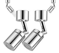 TIANLIN 2 Pezzi Aeratore Rubinetto Cucina Rotante 720° M22 con Due Tipi di Getto, per Rubinetti di Cucina e Bagno, con Adattatore per Filetto Esterno M22 e Filetto Interno M24, Argento