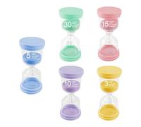 TIANLIN 5 Pezzi Timer Sandglass Set - 3/5 / 10/15 / 30 Minuti Clessidra Set - 5 Colori Clessidre Colorate - Timer Adatto per La Famiglia, per Lavarsi I Denti, per Studiare E per Giocare