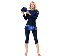 TianMaiGeLun Nuova Tuta da Surf Modest Swimwear per Donna Donna Bambina Bambino UPF 50+ Costume da Bagno Musulmano Islamico Modesto Burkini Muslim Swimsuits (Blu, S)