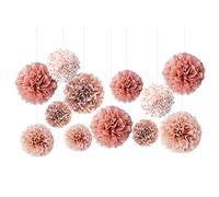 TIANNAIT 12 palline di fiori di carta, pompon in tessuto per matrimoni, compleanni, addio al nubilato, feste femminili, decorazioni per sfondo, 30,5 cm, rosa