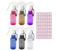 TIANNAIT 6 flaconi spray da 60 ml con 6 moschettoni, 64 adesivi, mini atomizzatore, flacone spray trasparente, bottiglia portatile da viaggio, contenitore multiuso ricaricabile (6 colori)
