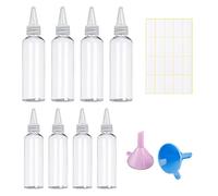 TIANNAIT 8 bottiglie in plastica da 30 ml/60 ml con imbuto separabile ed etichette vuote, per condimenti, pigmenti, per erogare liquidi per salse, trasparenti
