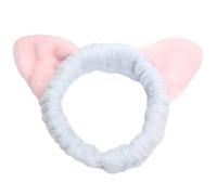 TIANQUXNGI Cerchietto per capelli con orecchie di gatto peloso per lavaggio viso femminile elastico in peluche per trucco e sport accessori per la cura della pelle