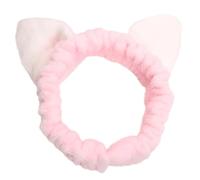 TIANQUXNGI Cerchietto per capelli con orecchie di gatto peloso per lavaggio viso femminile elastico in peluche per trucco e sport accessori per la cura della pelle