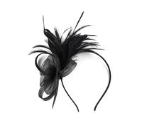 TIANQUXNGI Cerchietto per capelli in rete con fiore elegante alto teschio anni '20 piumato cerchietto per capelli da donna cocktail party modellatura Ornamen