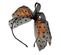 TIANQUXNGI Elegante cerchietto per capelli con fiocco in rete a pois per cocktail party, donne e ragazze, vintage, cosplay, feste