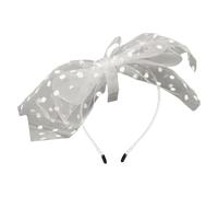 TIANQUXNGI Elegante cerchietto per capelli con fiocco in rete a pois per cocktail party, donne e ragazze, vintage, cosplay, feste