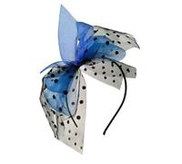TIANQUXNGI Elegante cerchietto per capelli con fiocco in rete a pois per cocktail party, donne e ragazze, vintage, cosplay, feste