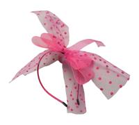 TIANQUXNGI Elegante cerchietto per capelli con fiocco in rete a pois per cocktail party, donne e ragazze, vintage, cosplay, feste