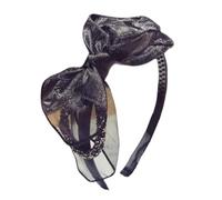 TIANQUXNGI Elegante fascia per capelli a forma di teschio alto in rete anni '20 fascinator cerchietto per capelli femminile Teaparty ornamento modellante