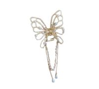 TIANQUXNGI Elegante fermaglio per capelli con perle e frangia a forma di farfalla accessori per capelli per donne e adolescenti