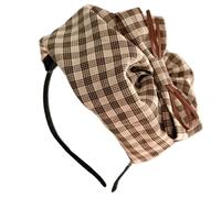TIANQUXNGI Elegante papillon mezzo cappello fascia alto teschio fascia per capelli plaid francese Hairhoop per donne Teaparty ornamenti modellanti per capelli