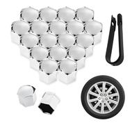 tianshao 20 Pezzi Copridadi Ruota per Fiat Ducato 2006-2021, Copri Dado Esagonale per Pneumatici Tappi Protettivi Bulloni e Dadi Ruota,Silver-17mm