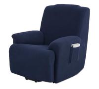 TIANSHU Copripoltrona a 1 posto, rivestimento per sedia a sdraio e poltrona TV, elastico antiscivolo, tessuto morbido (blu scuro)
