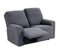 TIANSHU Coprisedili per poltrone a 2 posti, copridivano reclinabile jacquard per divano a 2 cuscini, fodera per mobili estensibile reclinabile per divano relax (grigio chiaro)