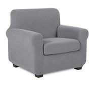 TIANSHU Fodera per Poltrona, Copri Poltrona 1 Posti Elasticizzato Jacquard Antiscivolo Copertura Poltrona Fodere Copridivani Contiene 1 copridivano e 1 coprisedile Divano (1 Posti, Grigio Chiaro)