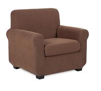 TIANSHU Fodera per Poltrona, Copri Poltrona 1 Posti Elasticizzato Jacquard Antiscivolo Copertura Poltrona Fodere Copridivani Contiene 1 copridivano e 1 coprisedile divano (1 Posti, caffè)