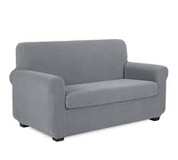 TIANSHU Fodera per Poltrona, Copri Poltrona 2 Posti Elasticizzato Jacquard Antiscivolo Copertura Poltrona Fodere Copridivani Contiene 1 copridivano e 1 coprisedile Divano (2 Posti, Grigio Chiaro)
