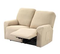 TIANSHU Fodera reclinabile per Causeuse 6 pezzi per 2 sedili, rivestimento reclinabile jacquard per divano a 2 cuscini, fodera per mobili estensibile reclinabile causolosa (bianco avorio)