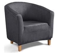 TIANSHU Velluto Poltrona Da Cocktail Chesterfield Fodere Coprisedia, Morbido Peluche Elasticizzato Fodera Per Sedia Da Club Antiscivolo Copripoltrona Rimovibile Universale(Grigio)