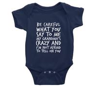 tiansiaben Body a maniche lunghe con scritta "Be Careful What You Say To Me My Grandma Crazy Baby Creeper, D-navy, 0-3 Months